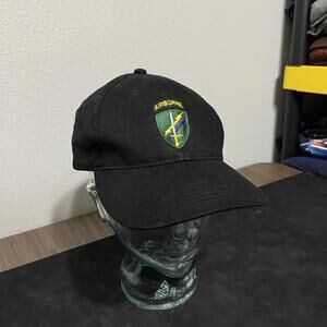 Airborne Army Hat Cap Snap Back ATT Headwear Mens One Size Black Embroidered